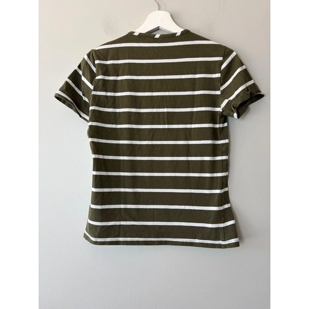 Brooks Brothers Kids Olive Green White Striped T-Shirt Size‎ S